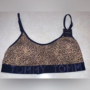 NWT Tommy Hilfiger Women’s Scoop Bralette Leopard Animal Print Navy Blue